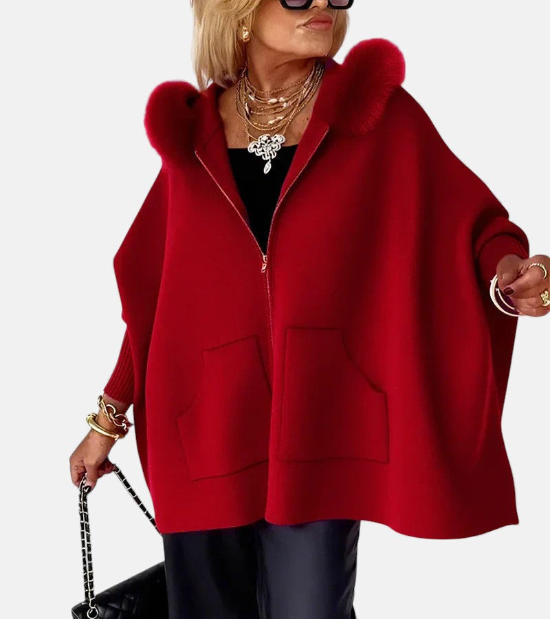 Women's Hooded Winter Coat – Faux Fur Collar Warm Padded Jacket