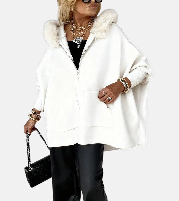 Women's Hooded Winter Coat – Faux Fur Collar Warm Padded Jacket