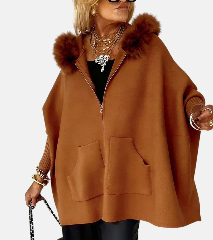 Women's Hooded Winter Coat – Faux Fur Collar Warm Padded Jacket