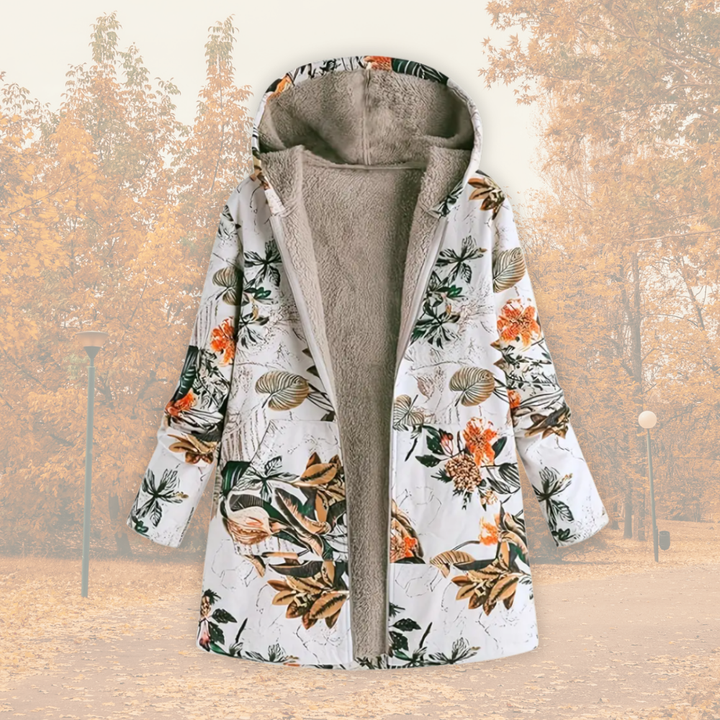 Women's Floral Print Jacket – Hooded Lightweight Padded Winter Coat