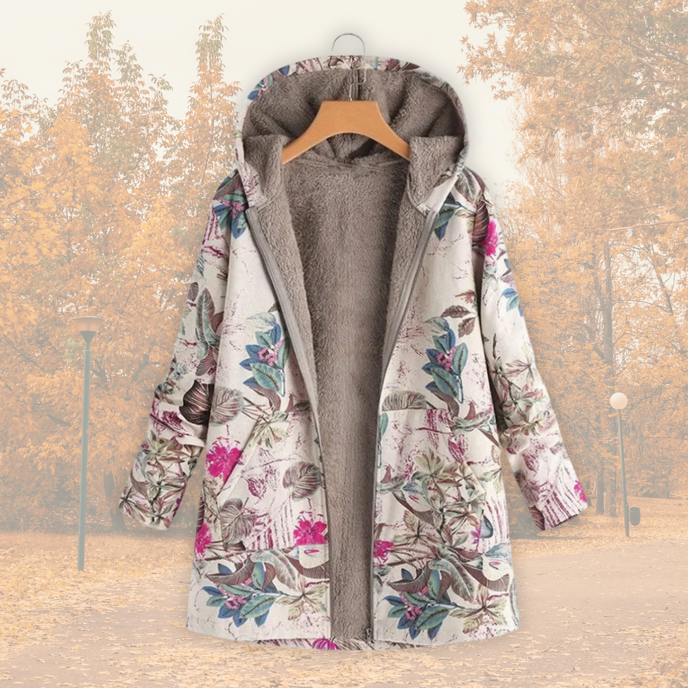 Women's Floral Print Jacket – Hooded Lightweight Padded Winter Coat