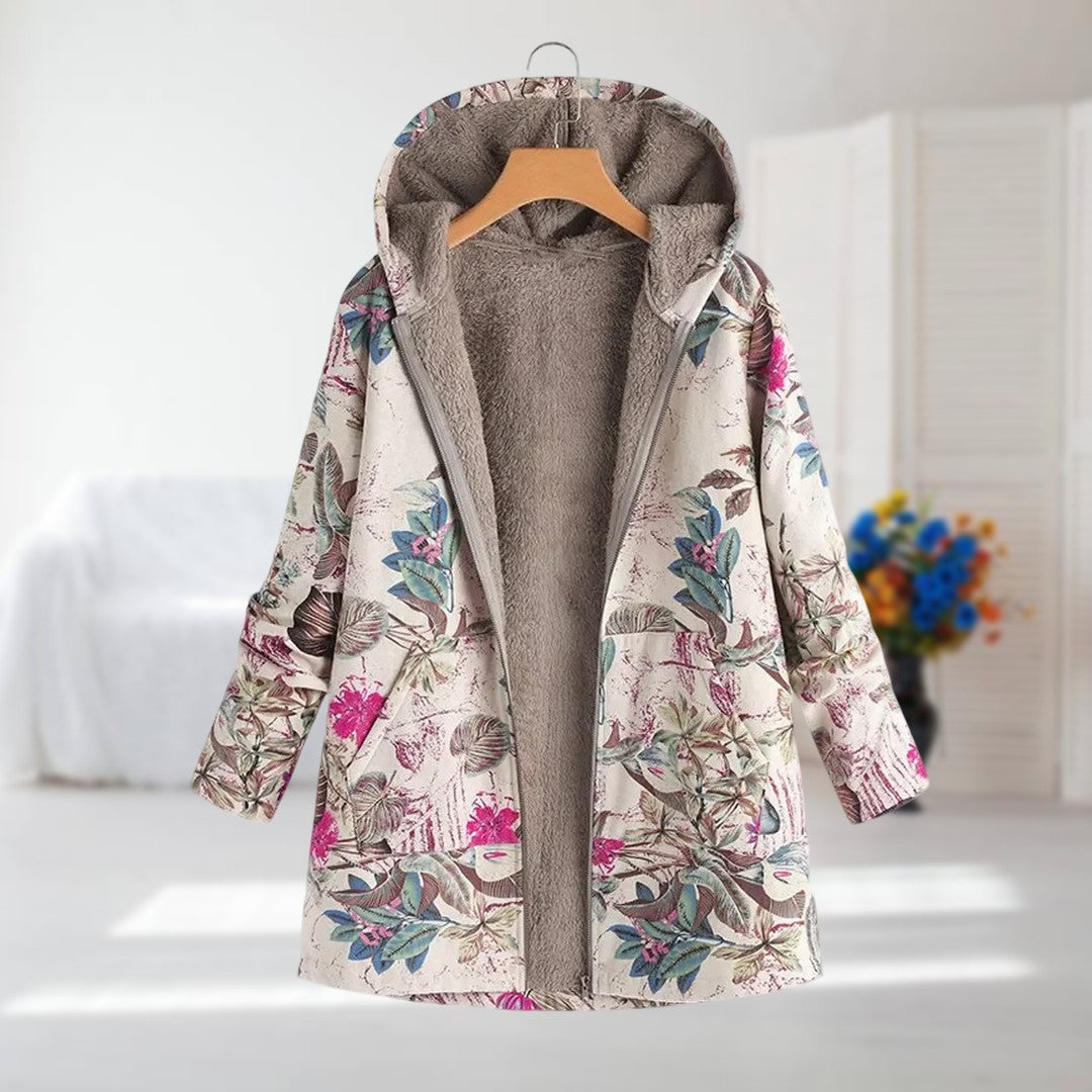 Women's Floral Print Jacket – Hooded Lightweight Padded Winter Coat