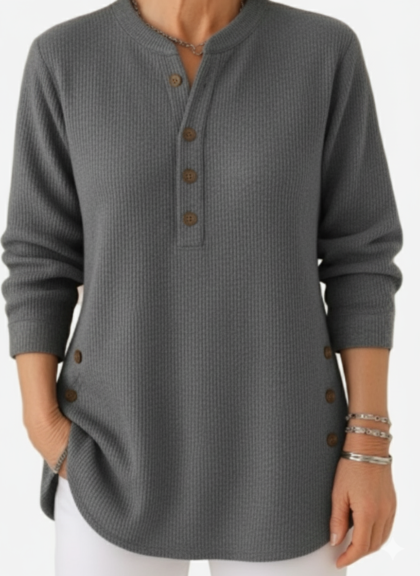 Women's Button Detail Sweater – Soft Lightweight Knit Pullover