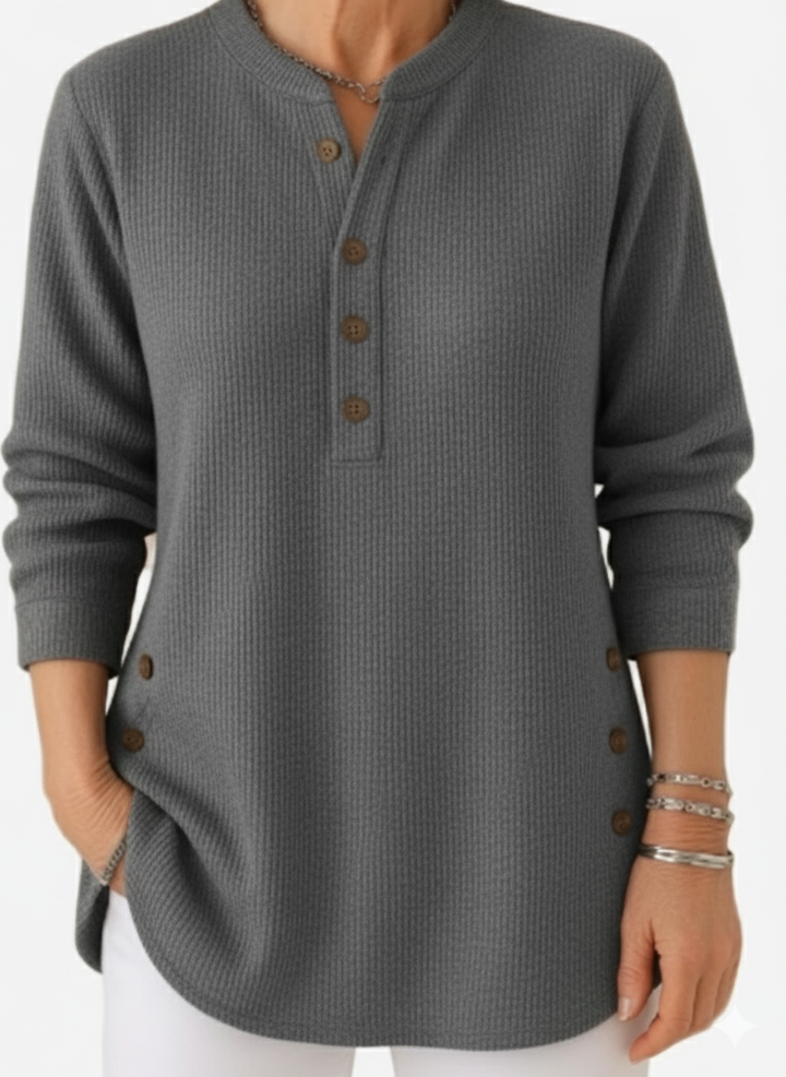 Women's Button Detail Sweater – Soft Lightweight Knit Pullover