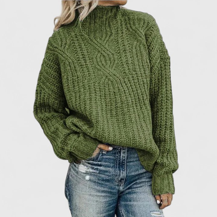 Women's Cable Knit Sweater – Classic Relaxed Fit Pullover Top