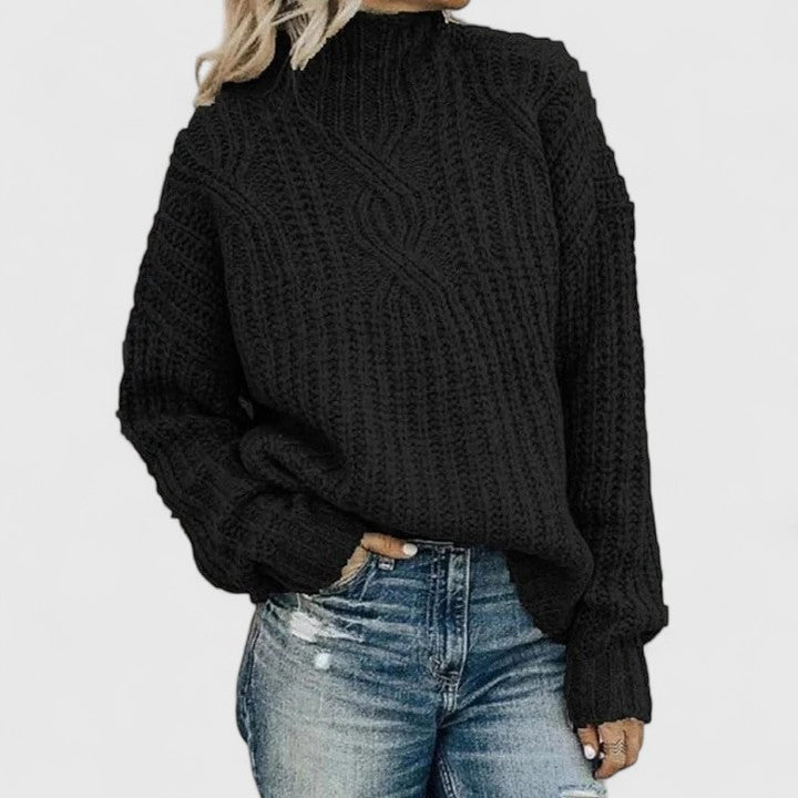 Women's Cable Knit Sweater – Classic Relaxed Fit Pullover Top