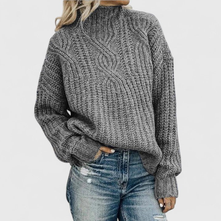 Women's Cable Knit Sweater – Classic Relaxed Fit Pullover Top