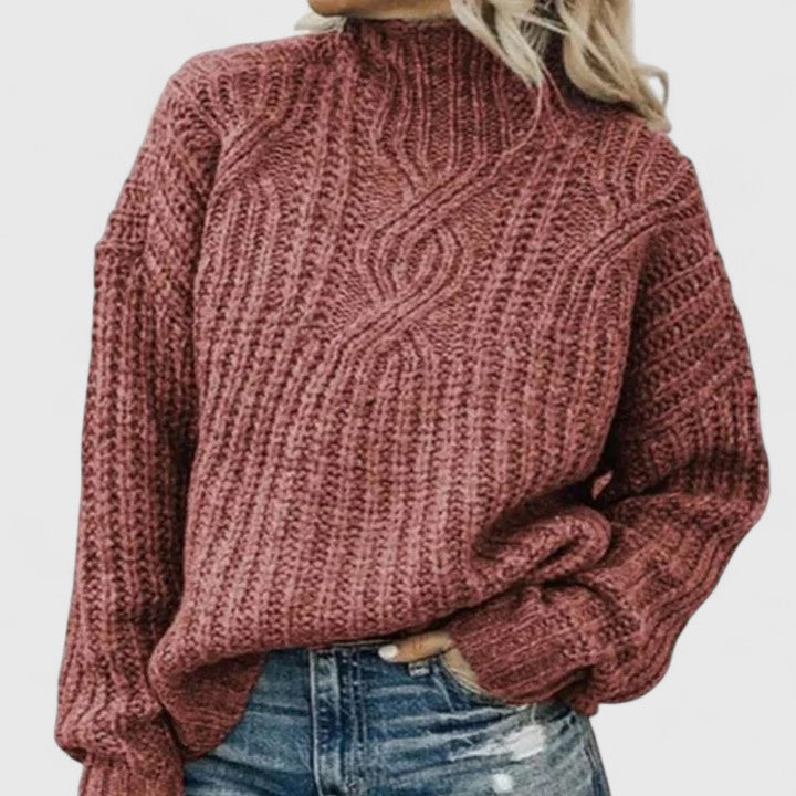Women's Cable Knit Sweater – Classic Relaxed Fit Pullover Top