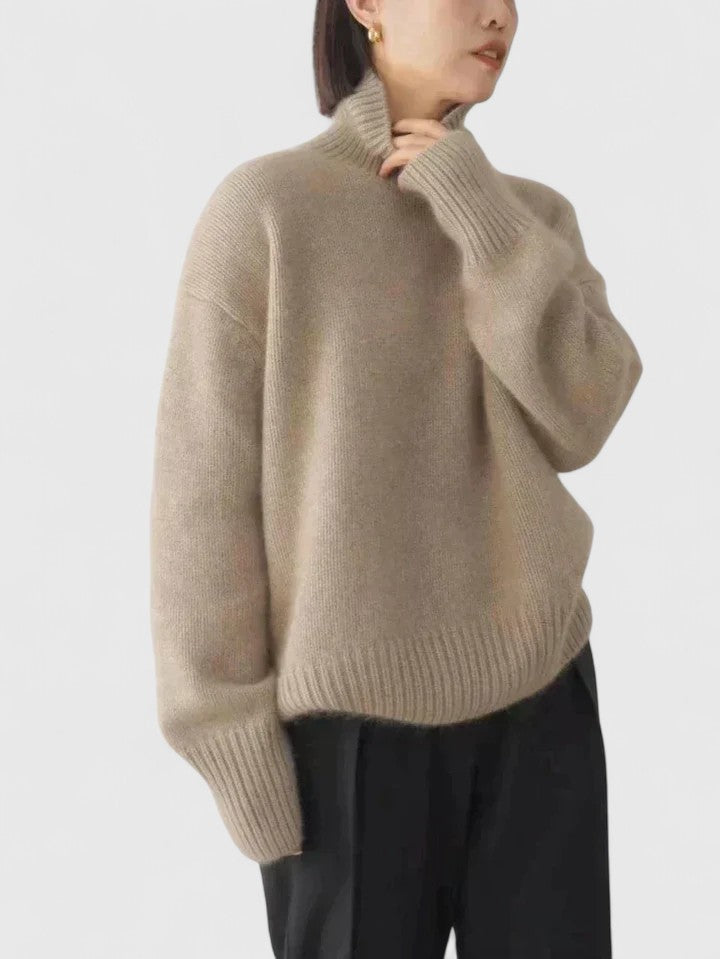 Women's High Collar Sweater – Warm Insulated Knit Pullover Top