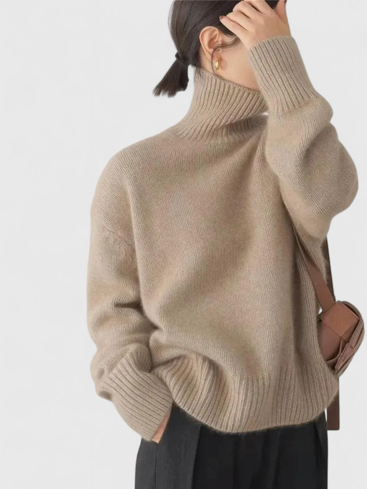 Women's High Collar Sweater – Warm Insulated Knit Pullover Top