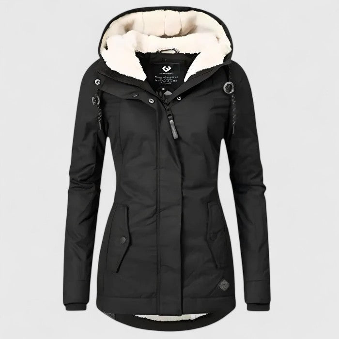 Women's Waterproof Jacket – Hooded Lined Rain Coat for Winter