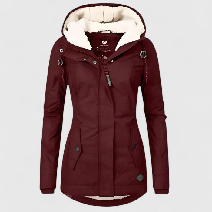 Women's Waterproof Jacket – Hooded Lined Rain Coat for Winter