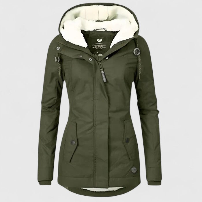 Women's Waterproof Jacket – Hooded Lined Rain Coat for Winter