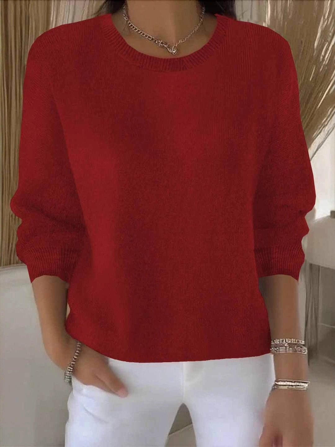 Women's Soft Knit Sweater – Warm Everyday Pullover Top