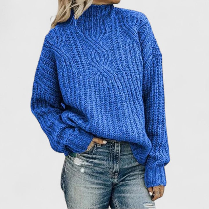 Women's Cable Knit Sweater – Classic Relaxed Fit Pullover Top