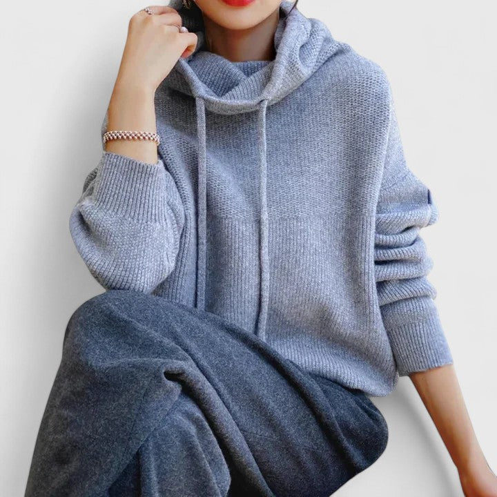 Women's Turtleneck Sweater – Drawstring Neck Relaxed Knit Pullover