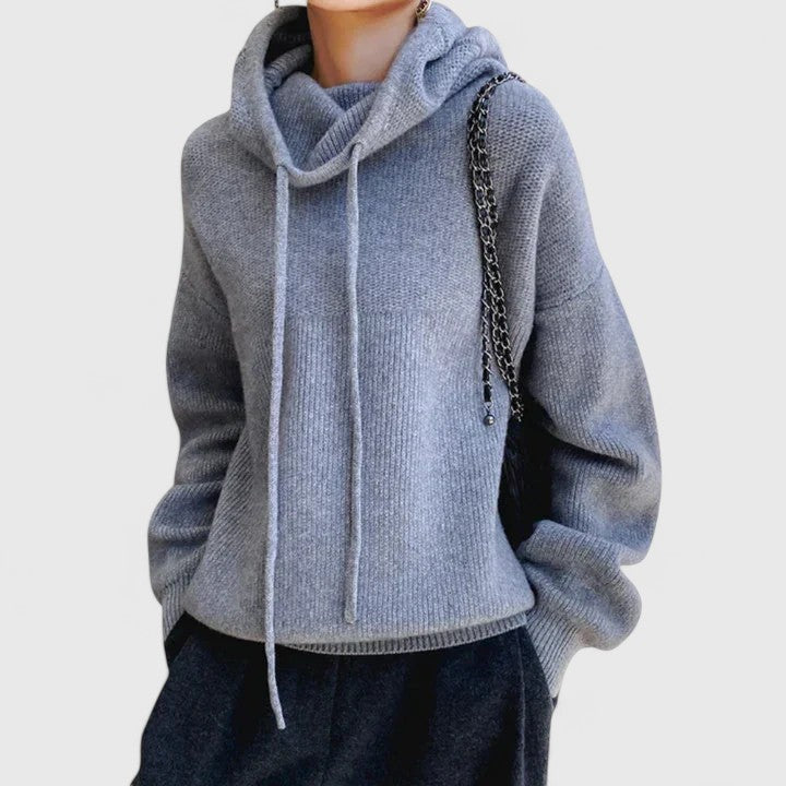 Women's Turtleneck Sweater – Drawstring Neck Relaxed Knit Pullover