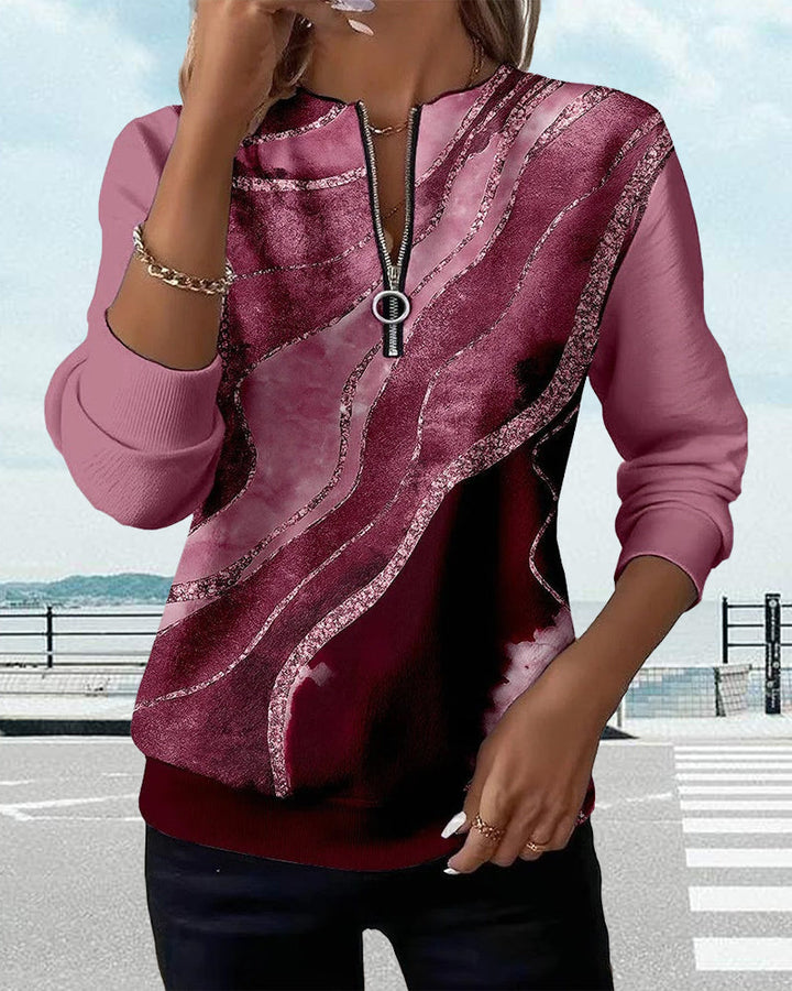 Women's Zip-Up Sweatshirt – Casual Regular Fit Jacket Top