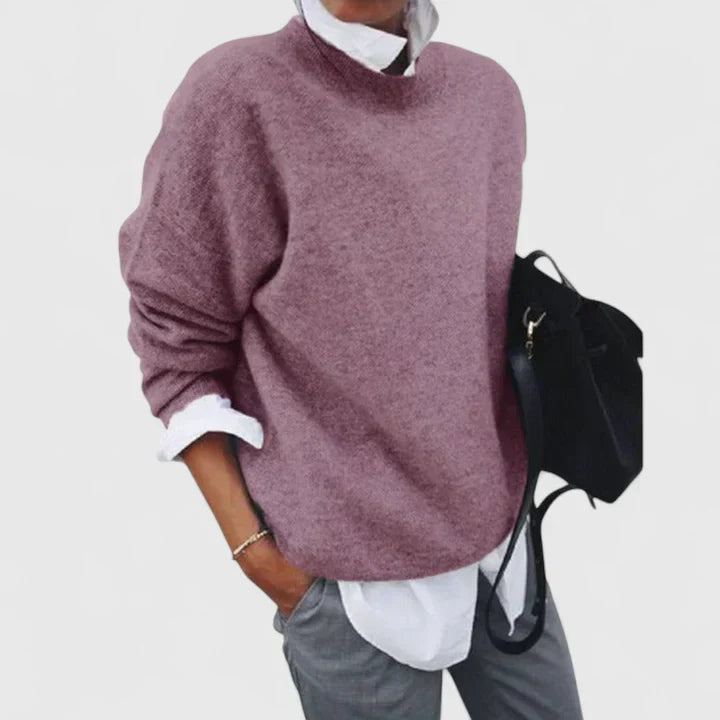 Women's Relaxed Fit Sweater – Minimalist Long Sleeve Knit Top