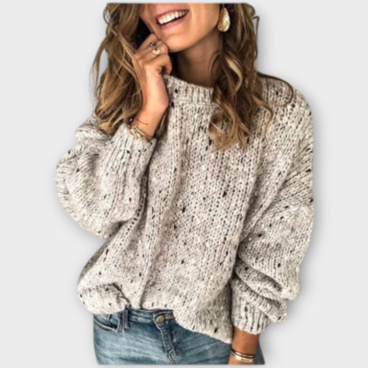 Women's Knit Sweater – Textured Long Sleeve Relaxed Fit Pullover