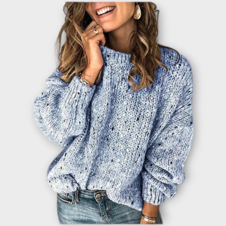 Women's Knit Sweater – Textured Long Sleeve Relaxed Fit Pullover