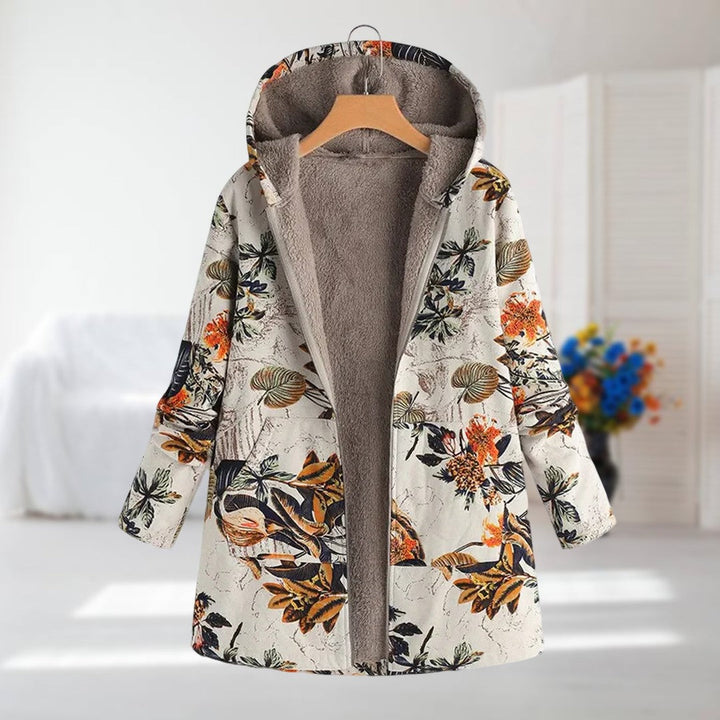 Women's Floral Print Jacket – Hooded Lightweight Padded Winter Coat