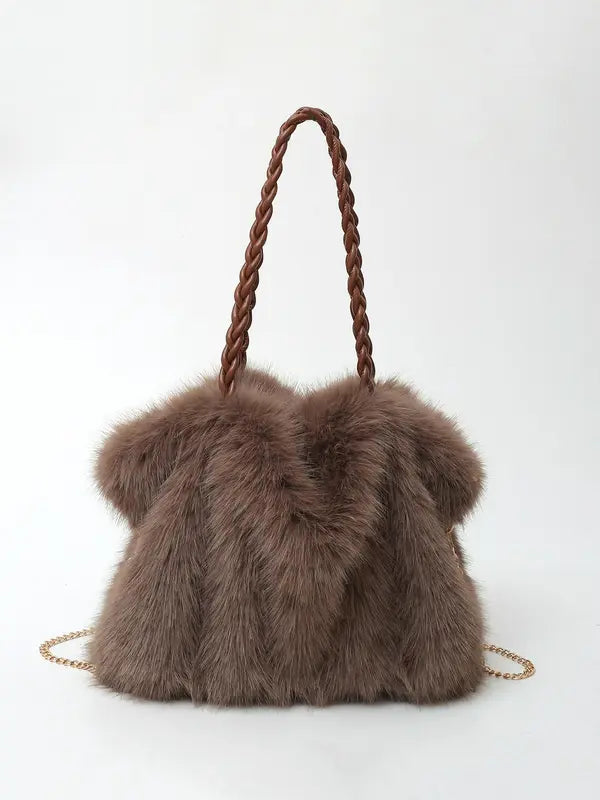 Plush Velvet Shoulder Tote