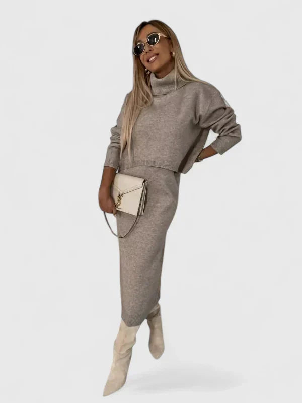Women's Dress and Sweater Set – 2 Piece Turtleneck Knit Outfit