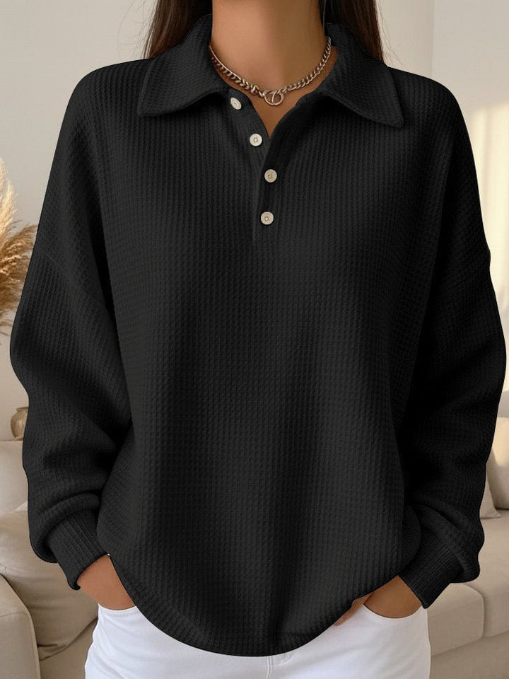 Women's Polo Sweater – Collared Button Knit Stretch Pullover Top