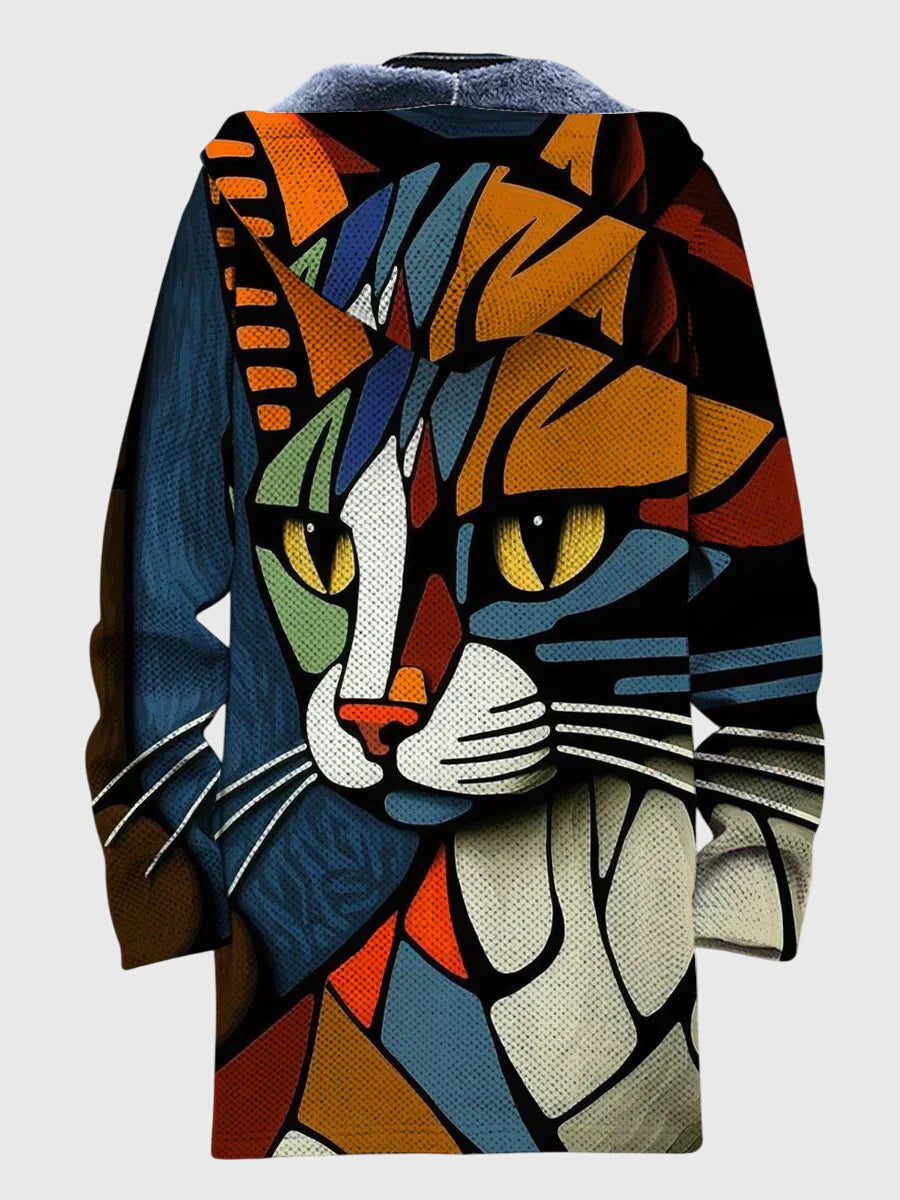 Women's Printed Jacket – Artistic Graphic Print Warm Coat