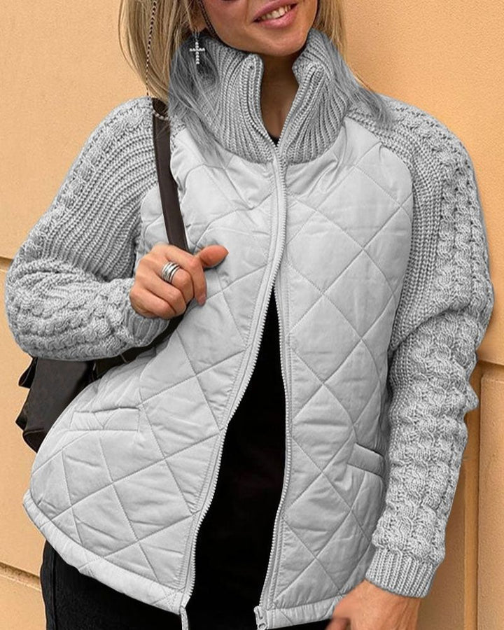 Women's Padded Jacket – Knit Sleeve Warm Winter Coat