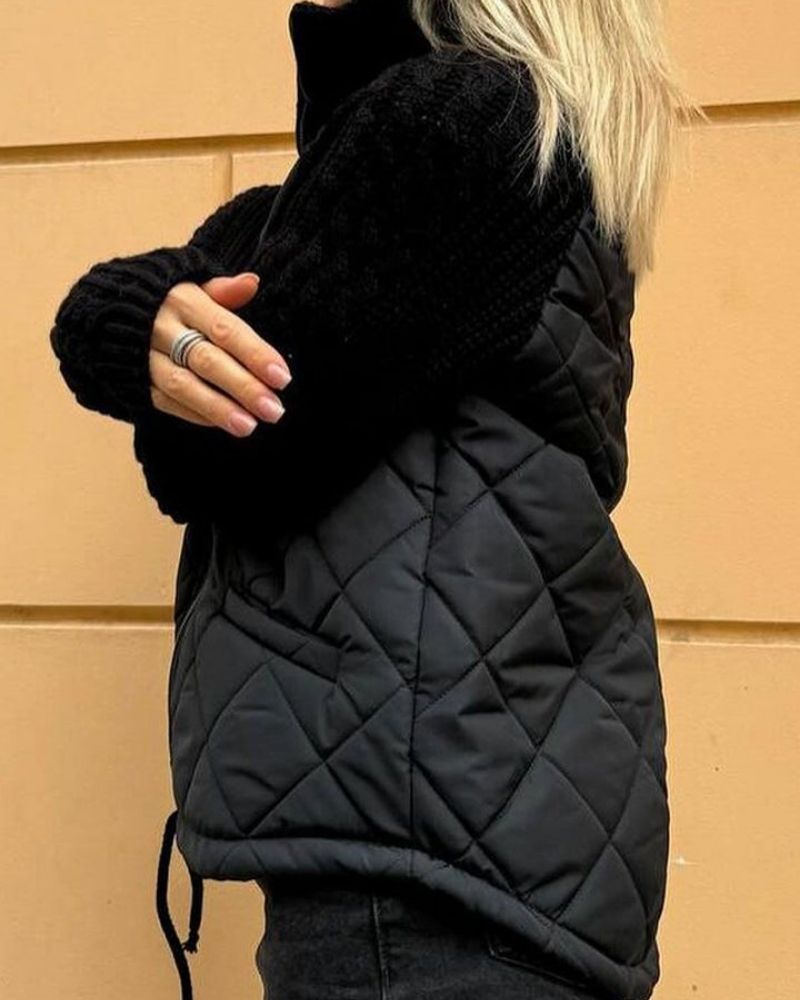 Women's Padded Jacket – Knit Sleeve Warm Winter Coat