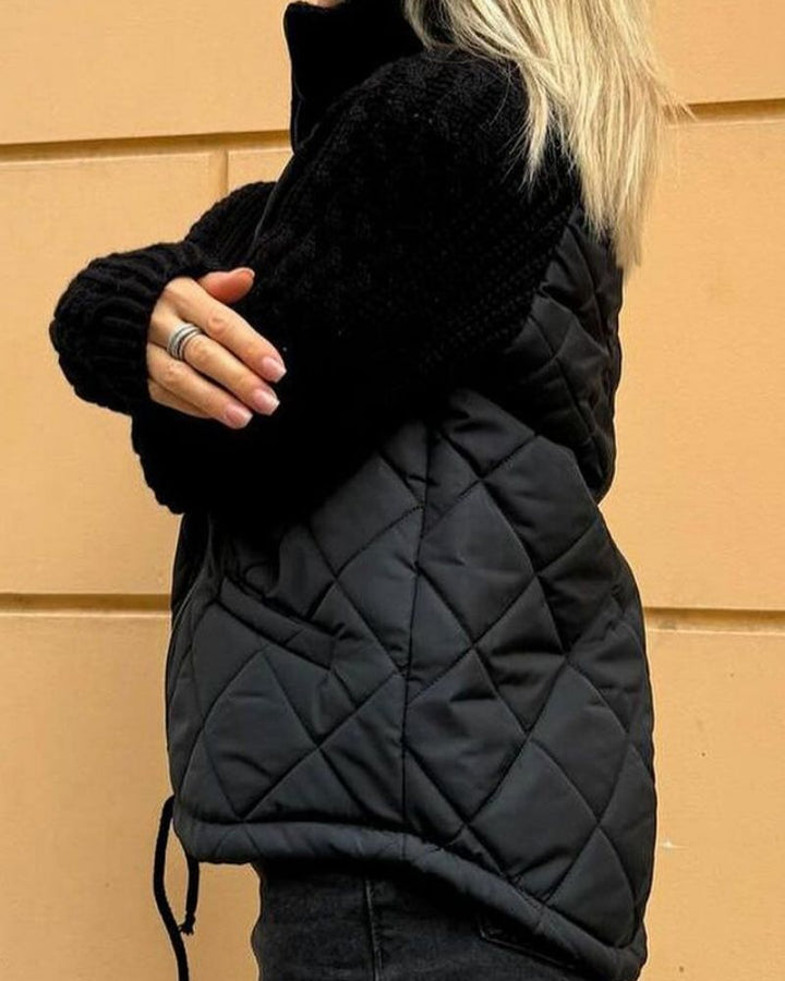 Women's Padded Jacket – Knit Sleeve Warm Winter Coat