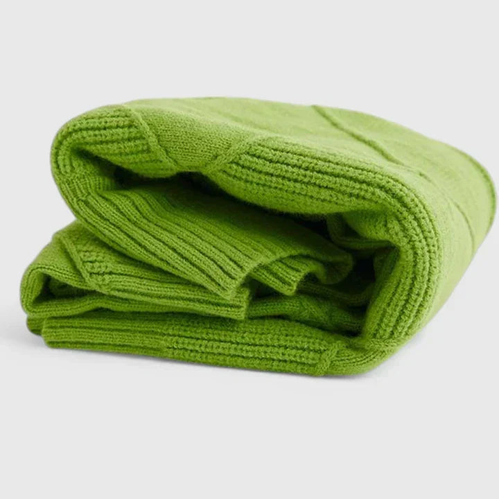Women's High Neck Sweater – Loose Fit Soft Patterned Knit Pullover