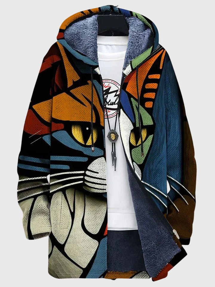 Women's Printed Jacket – Artistic Graphic Print Warm Coat
