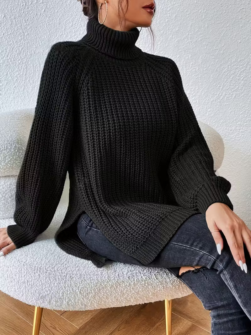 Women's Oversized Sweater – Round Neck Long Sleeve Knit Pullover