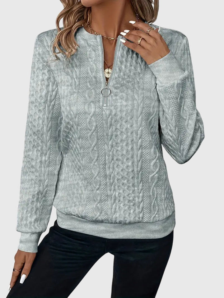 Women's Zip-Up Sweater – Soft Knit Zip Detail Pullover Top