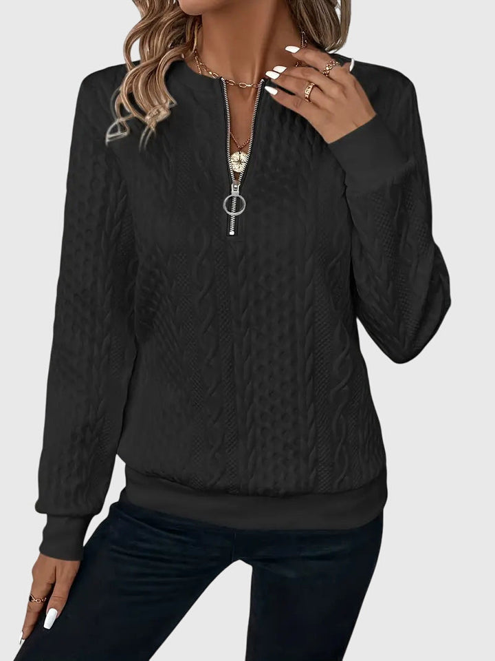 Women's Zip-Up Sweater – Soft Knit Zip Detail Pullover Top