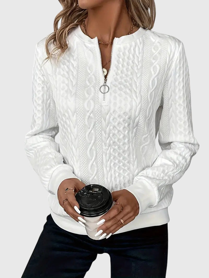 Women's Zip-Up Sweater – Soft Knit Zip Detail Pullover Top