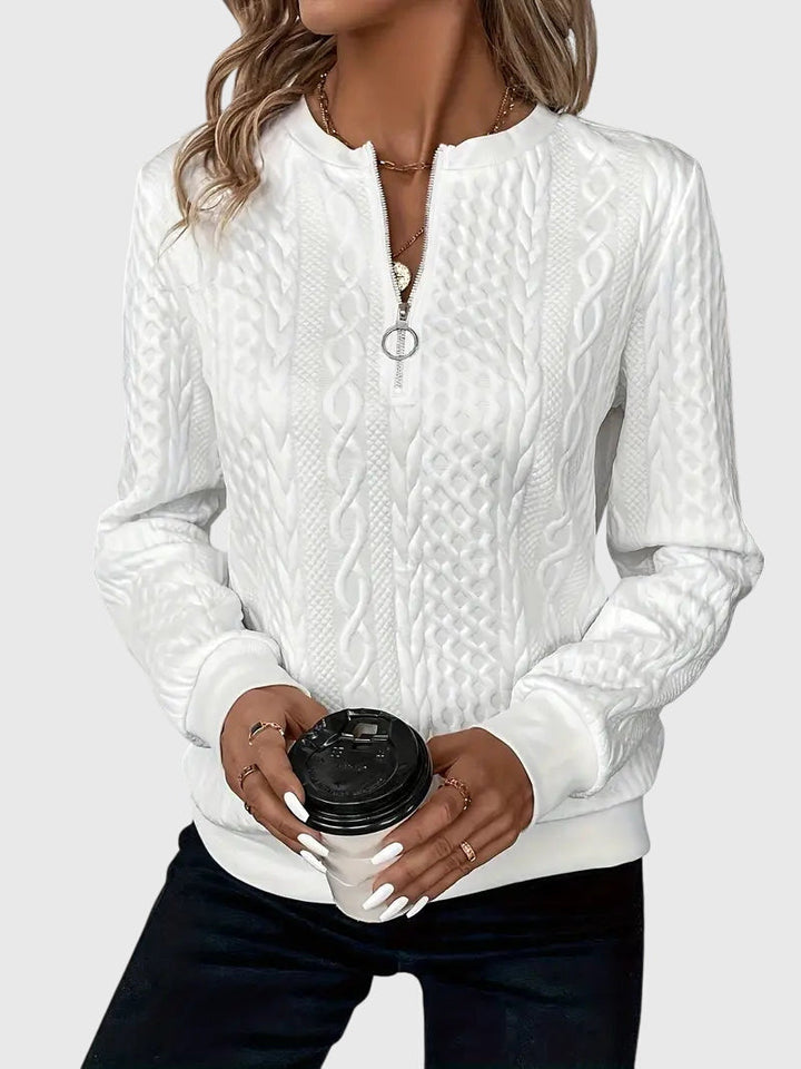 Women's Zip-Up Sweater – Soft Knit Zip Detail Pullover Top