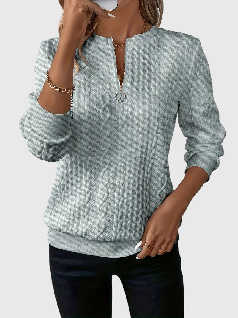 Women's Zip-Up Sweater – Soft Knit Zip Detail Pullover Top