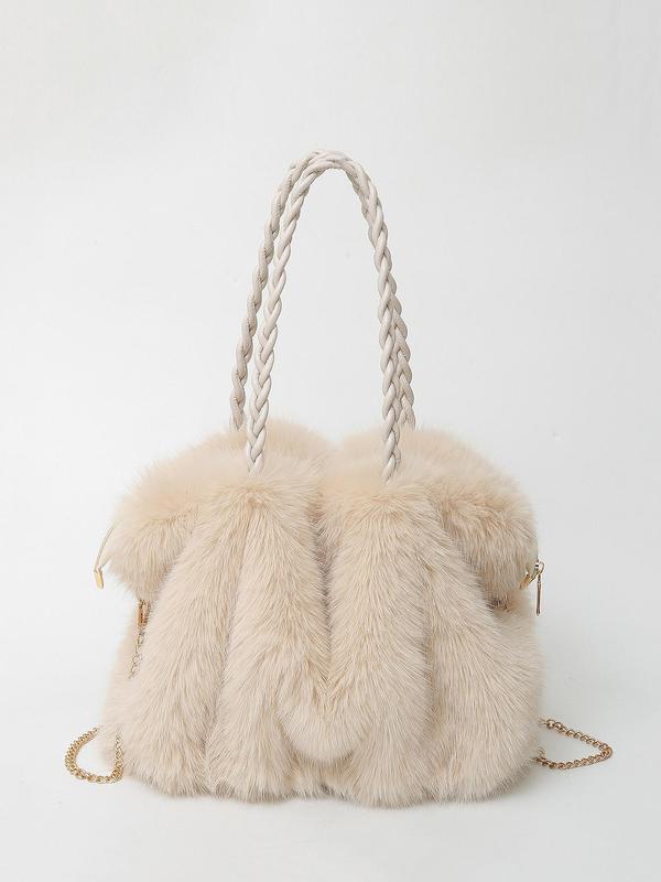 Plush Velvet Shoulder Tote