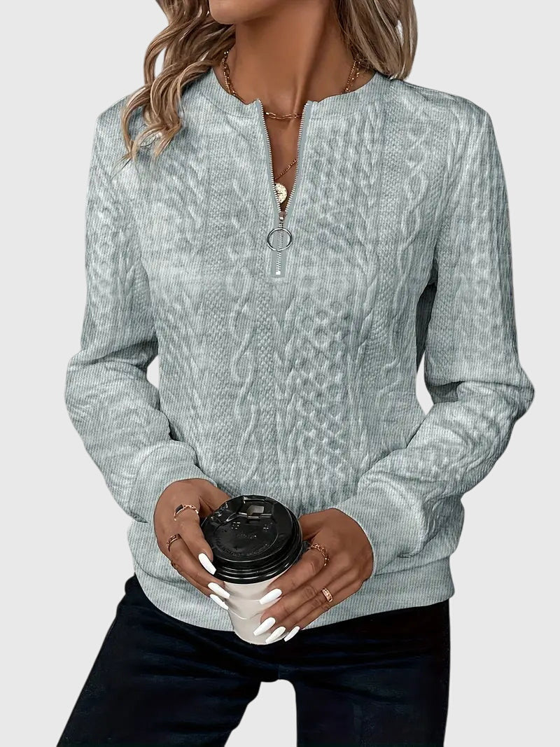 Women's Zip-Up Sweater – Soft Knit Zip Detail Pullover Top