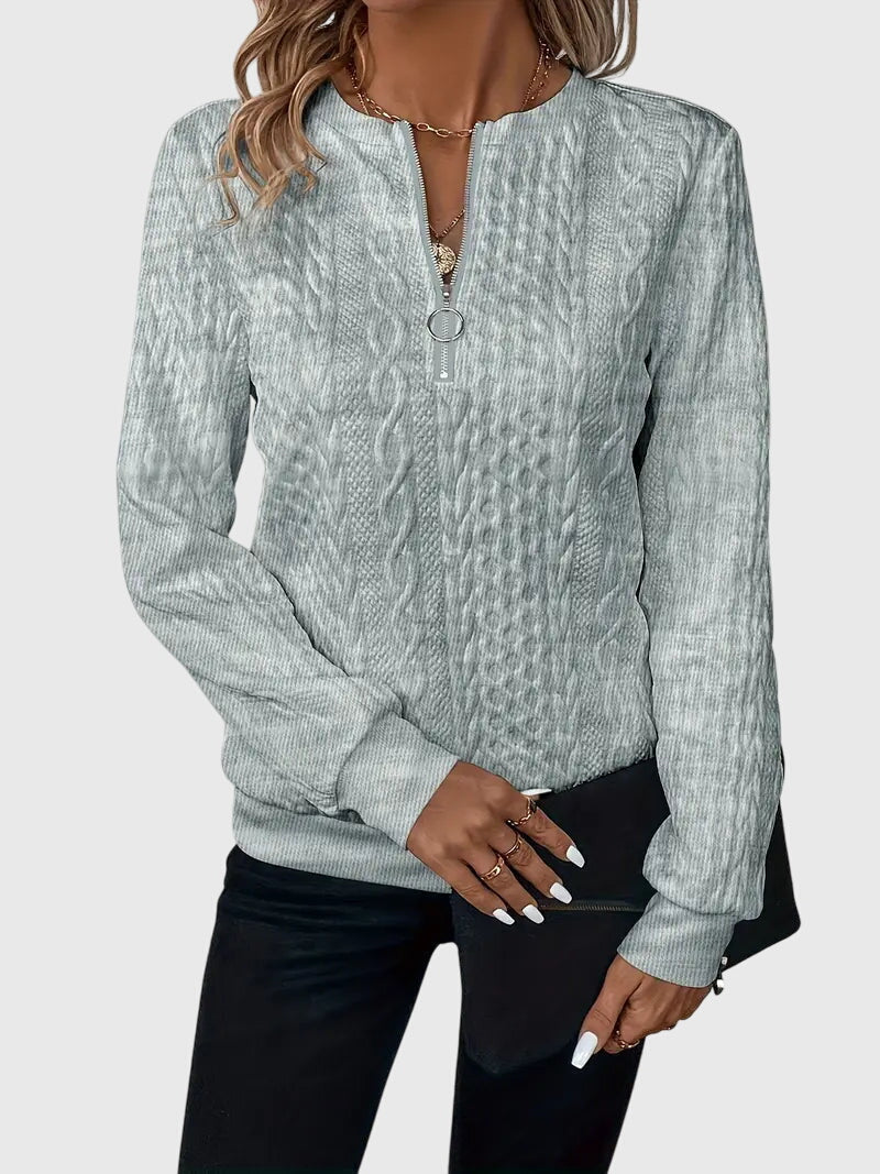 Women's Zip-Up Sweater – Soft Knit Zip Detail Pullover Top