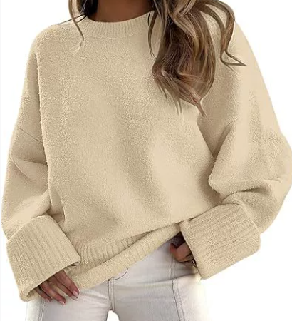 Women's Oversized Sweater – Dropped Shoulder Ribbed Knit Pullover