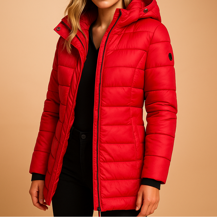Women's Water-Resistant Jacket – Windproof Zip Coat, Hip Length