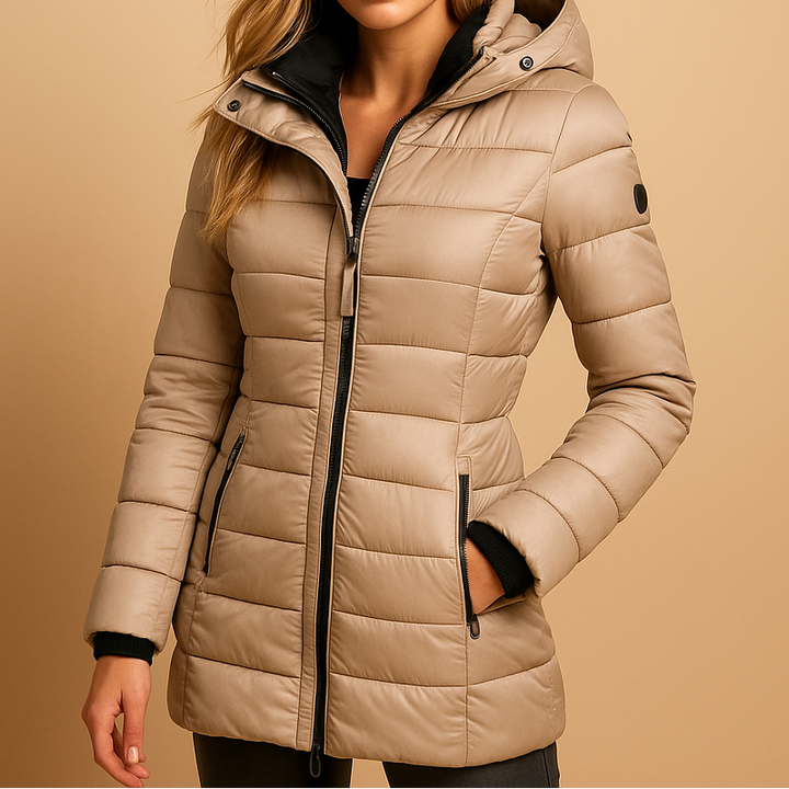 Women's Water-Resistant Jacket – Windproof Zip Coat, Hip Length