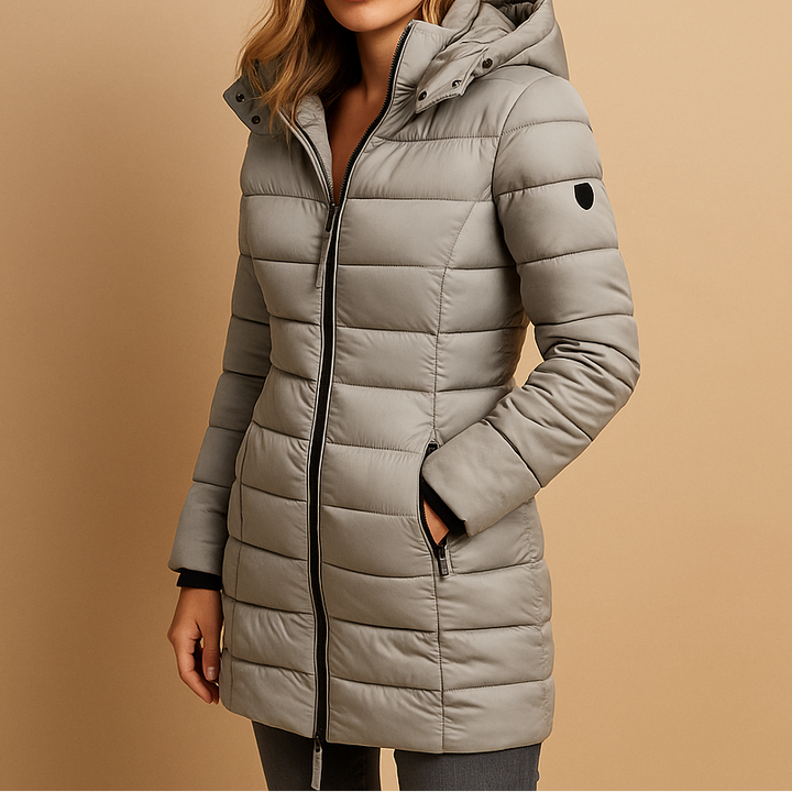 Women's Water-Resistant Jacket – Windproof Zip Coat, Hip Length