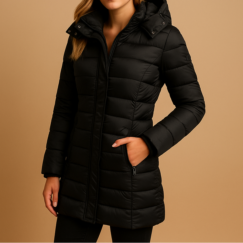 Women's Water-Resistant Jacket – Windproof Zip Coat, Hip Length