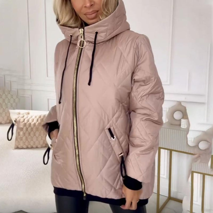 Women's Insulated Jacket – Hooded High Collar Hip Length Winter Coat